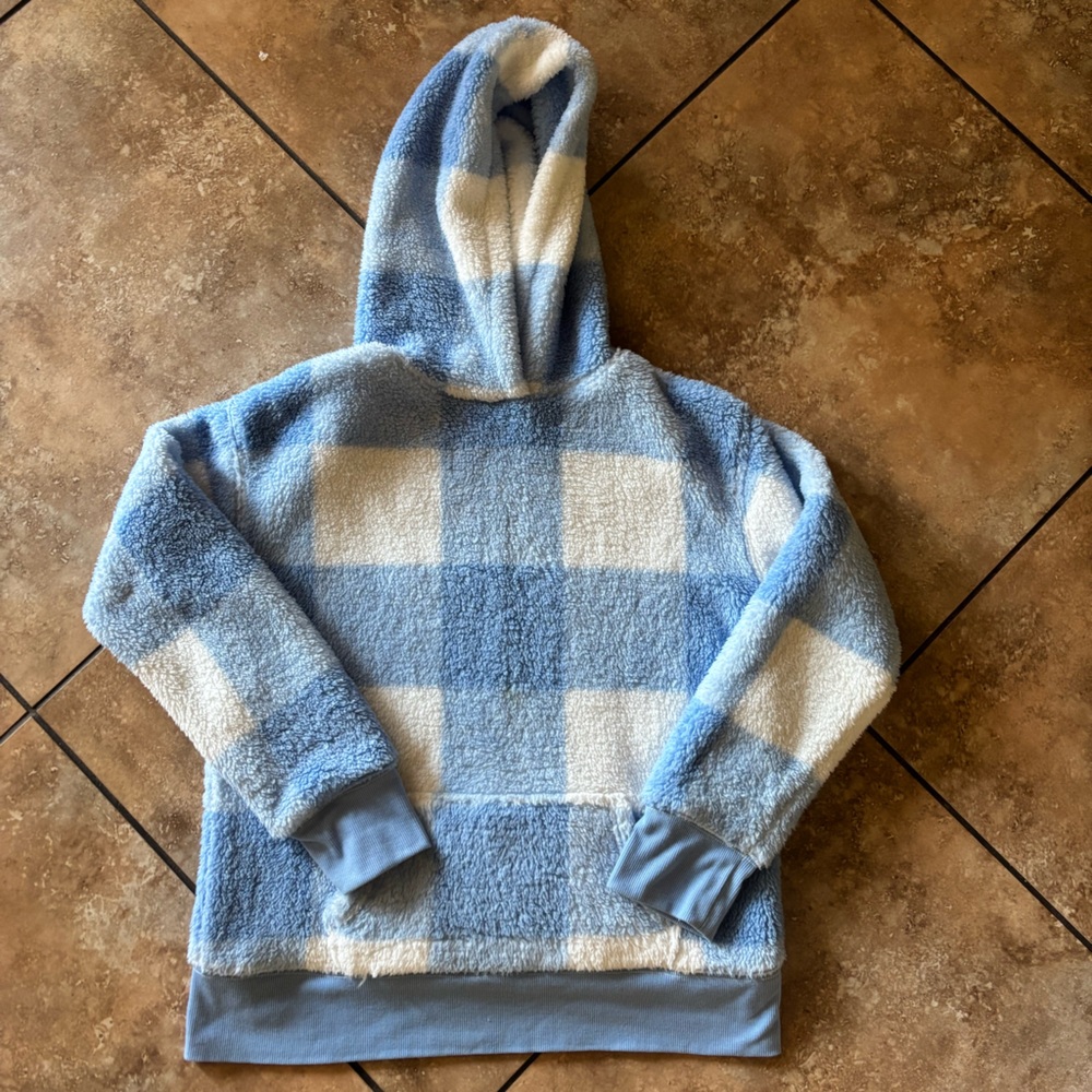 SO youths XL blue and white plaid hoodie